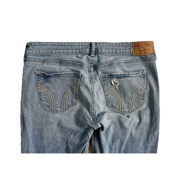 Vintage Y2K Hollister Women’s Blue Denim Distressed Flare Jeans Low Rise 31x32 - Picture 6 of 6
